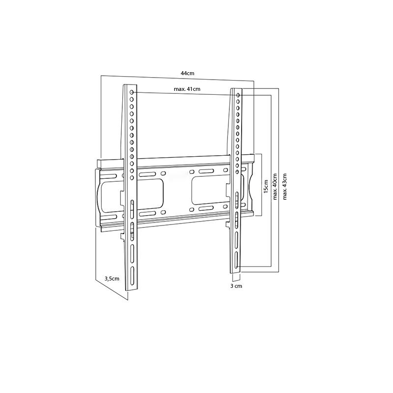 DQ Wall-Support Anna Fixed - Soporte TV de pared Negro