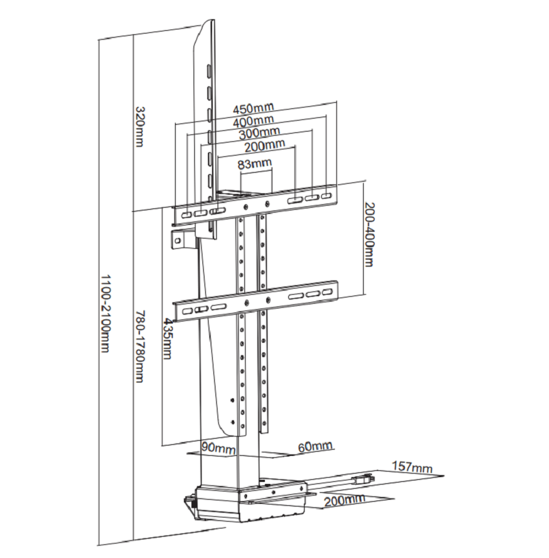 DQ Wall-Support Ares 1000 L - Ascensor TV electrico