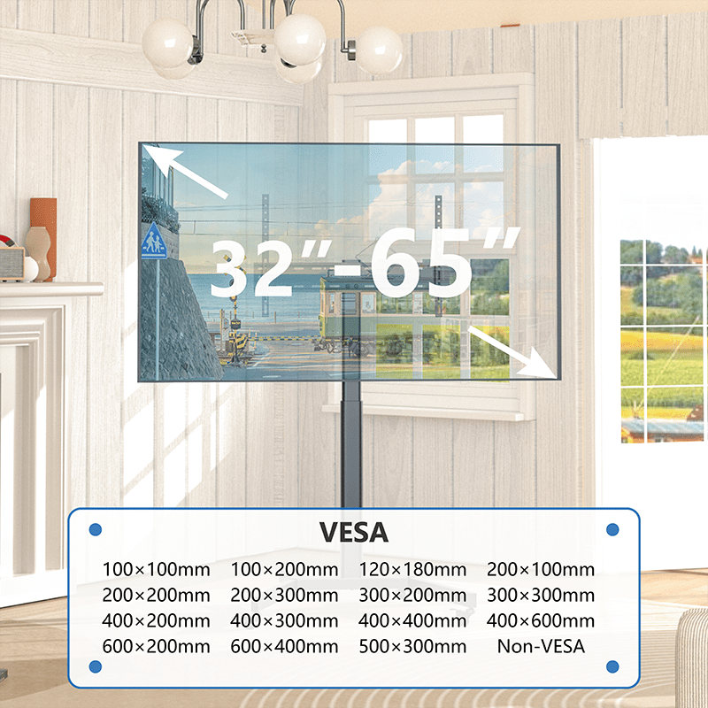 DQ Wall-Support Artem Móvil Negro – Soporte Tv de suelo