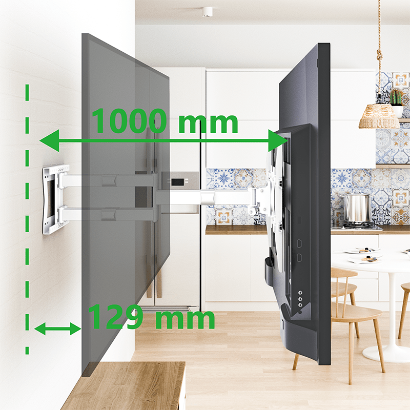 XTRARM Cratos 100 cm doble Rotate VESA 600 - Soporte TV de pared Blanco