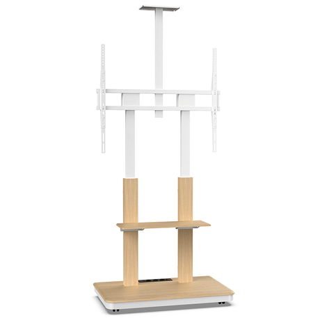 XTRARM Duolite blanco/haya Móvil – Soporte Tv de pie eléctrico