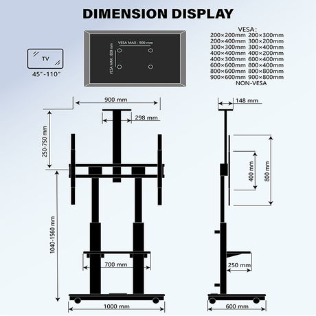 XTRARM Duolite blanco/haya – Soporte Tv de pie Manual