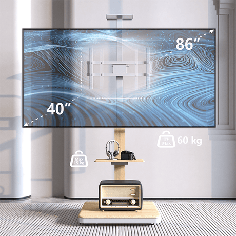 XTRARM Elite blanco/haya Móvil – Soporte Tv de pie eléctrico