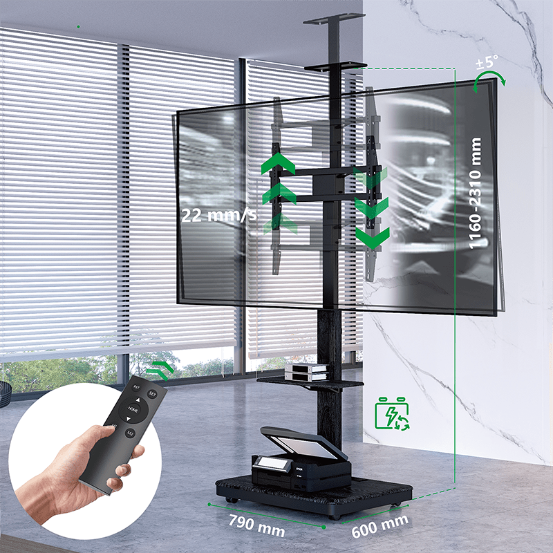 XTRARM Elite negro Móvil – Soporte Tv de pie eléctrico