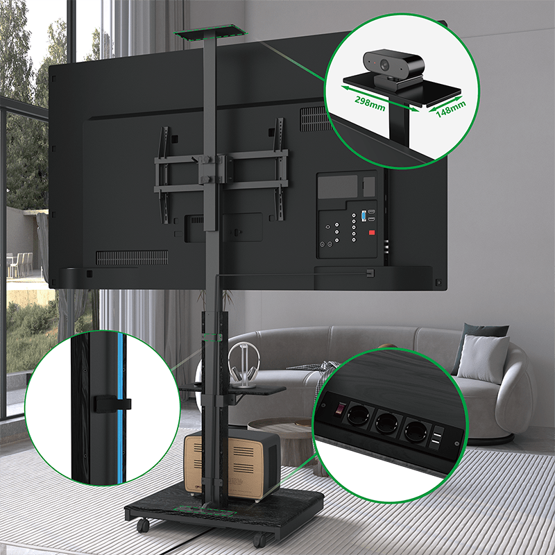 XTRARM Elite negro Móvil – Soporte Tv de pie eléctrico