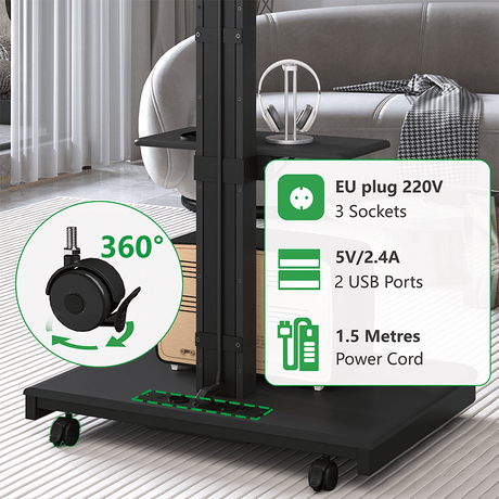 XTRARM Elite negro Móvil – Soporte Tv de pie eléctrico