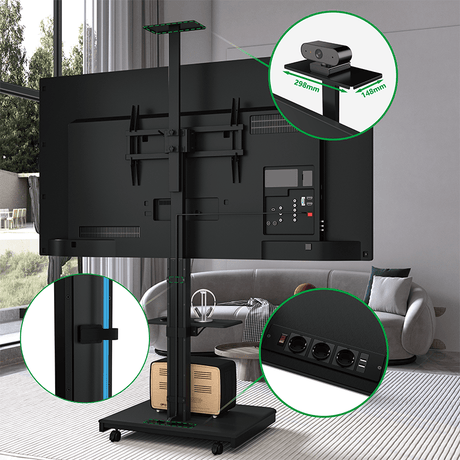 XTRARM Elite negro Móvil – Soporte Tv de pie eléctrico