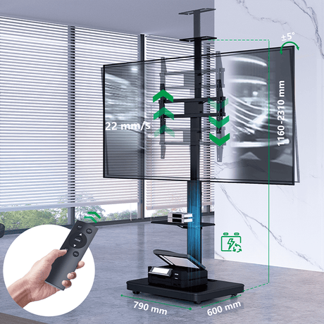 XTRARM Elite negro Móvil – Soporte Tv de pie eléctrico