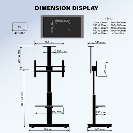 XTRARM Elite negro/nogal – Soporte Tv de pie Manual