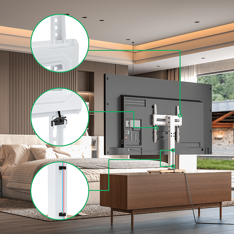 XTRARM TS1025 - Soporte TV roble blanco de mesa
