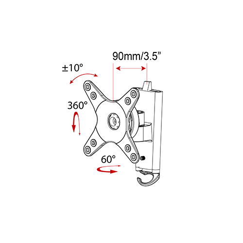 DQ Wall-Support WM-L37 9 cm Giratorio - Soporte TV de pared Negro