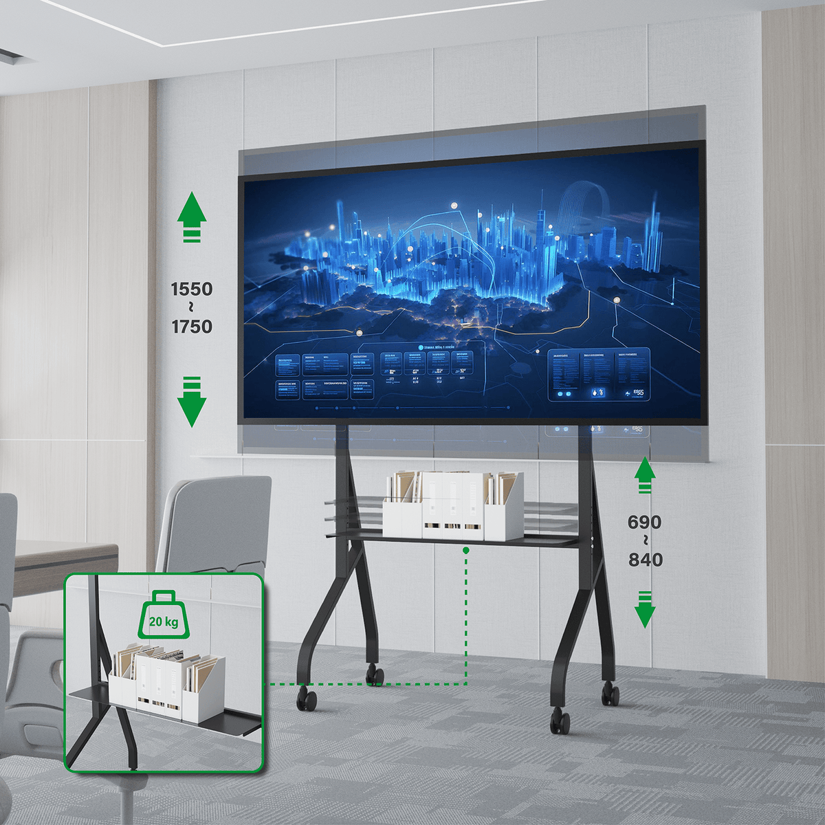 XTRARM Aura XTR-FS5150 – Mobiele tv-vloerstandaard 42"-110" Zwart