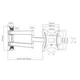 DQ Wall-Support Alpha Serie Turn 70 cm Giratorio - Soporte TV de pared Negro