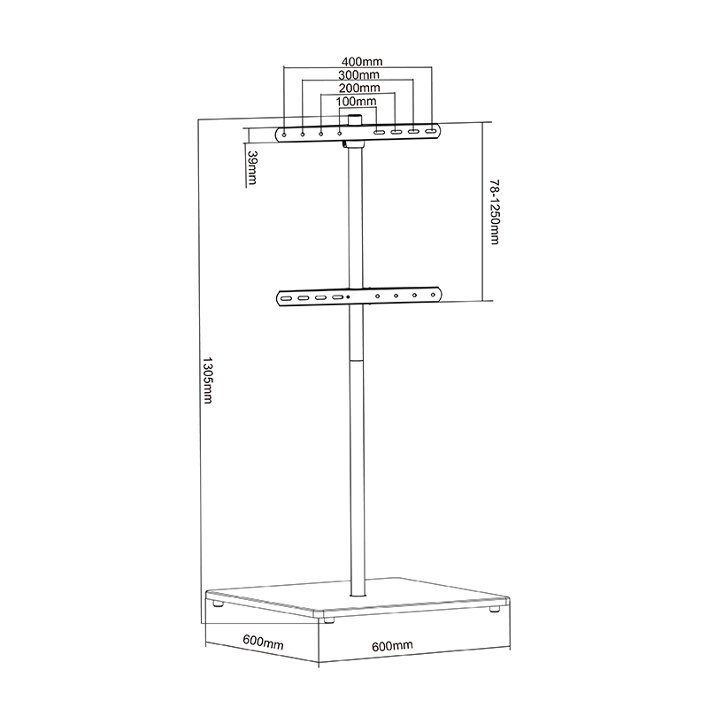 XTRARM Atria Cuadrado Negro - Soporte TV de suelo