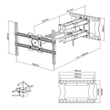 XTRARM Cratos 100 cm doble Rotate VESA 600 TV - Soporte TV de pared Negro