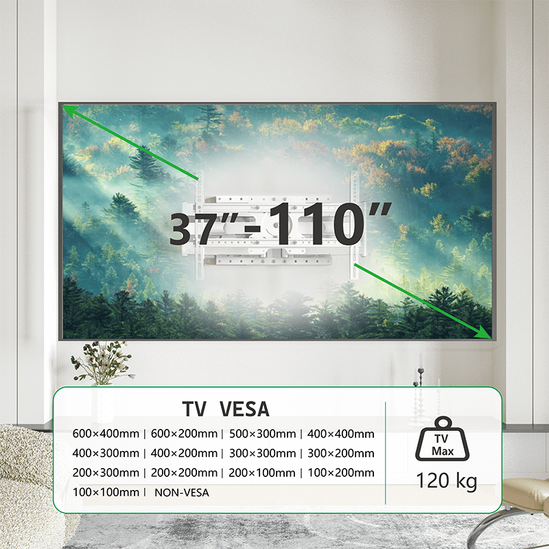 XTRARM Cratos 80 cm doble Rotate VESA 600 - Soporte TV de pared Blanco