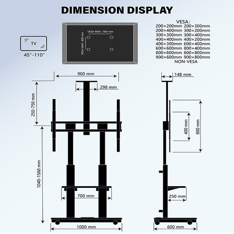 XTRARM Duolite negro/nogal – Soporte Tv de pie Manual