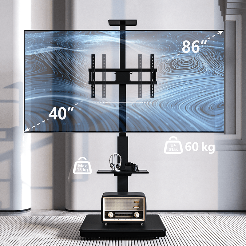 XTRARM Elite negro Móvil – Soporte Tv de pie eléctrico