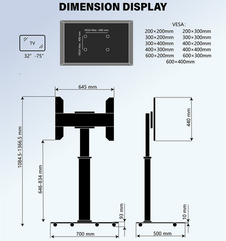 XTRARM Proton 100 Pie-TV aluminio