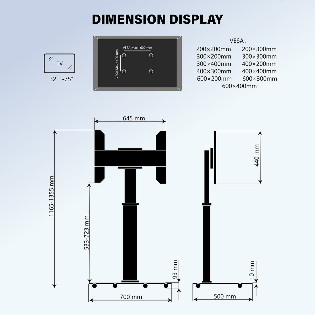 XTRARM Proton 100 Pie-TV Negro