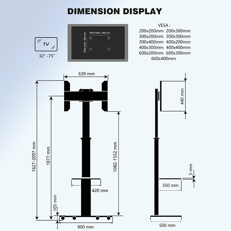 XTRARM Proton 300 Pie-TV aluminio
