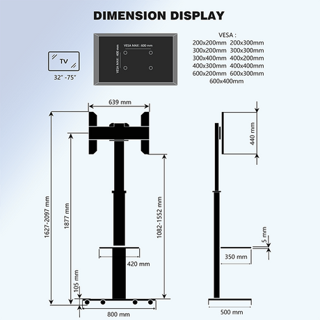 XTRARM Proton 300 Pie-TV aluminio