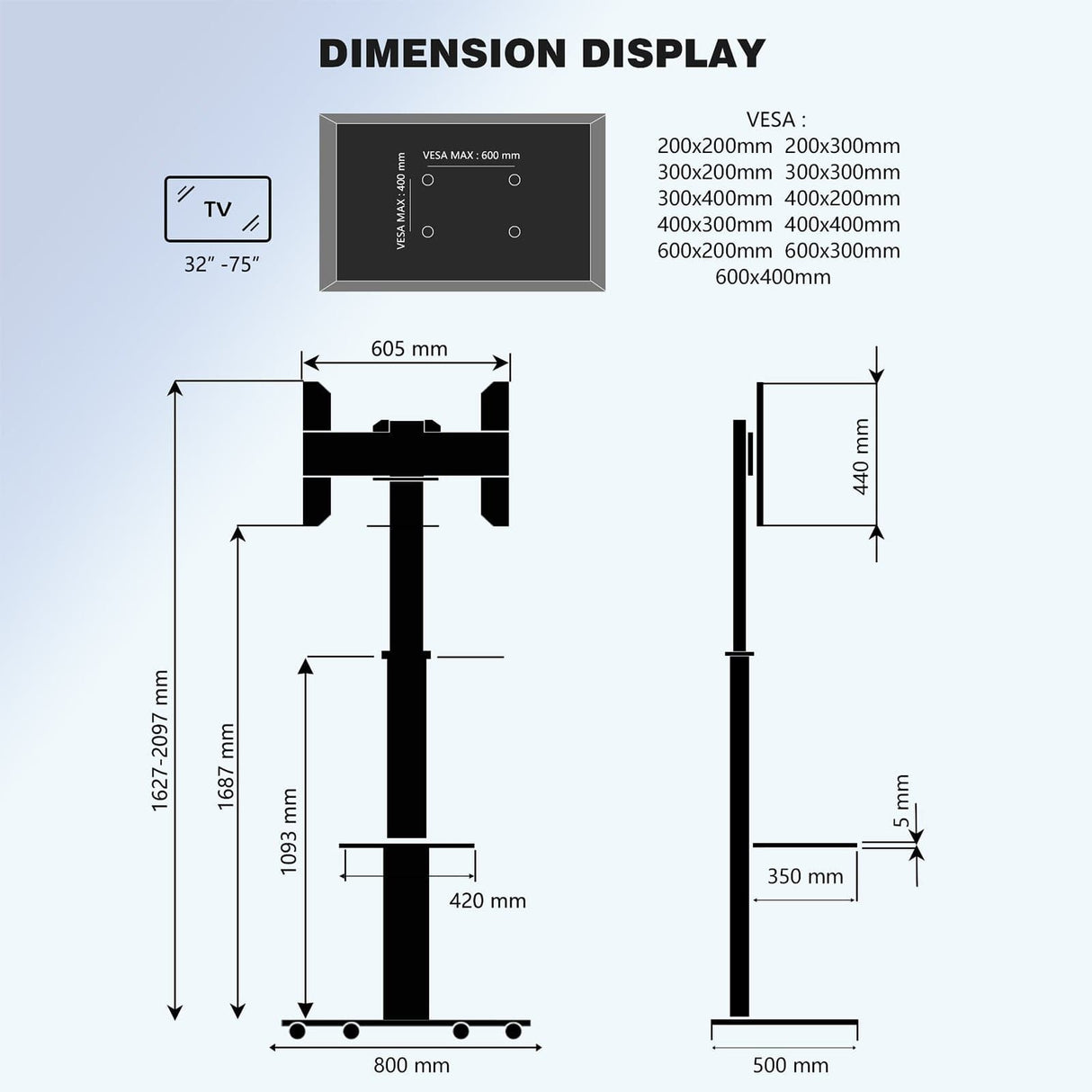XTRARM Proton 300 Pie-TV aluminio