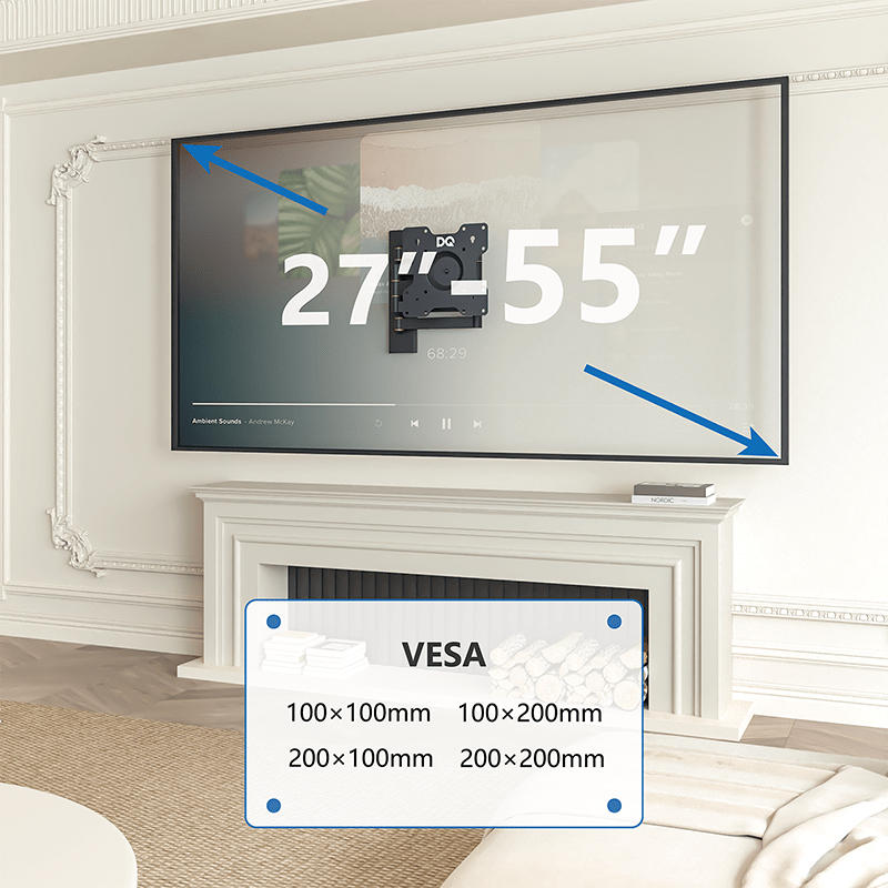 DQ Wall-Support Rotate XL 70 cm Soporte de TV Giratorio - Soporte TV de pared Negro