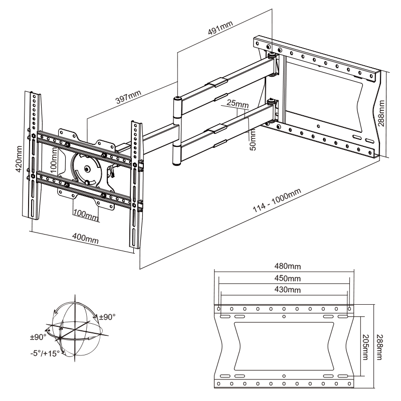 XTRARM Segunda oportunidad: Soporte para TV Crius 100 cm Rotate 400, color blanco