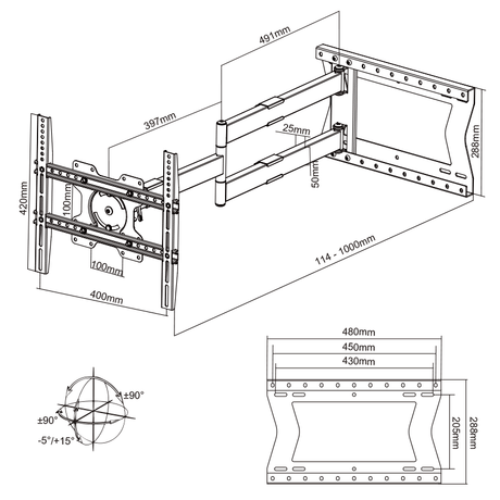 XTRARM Segunda oportunidad: Soporte para TV Crius 100 cm Rotate 400, color blanco