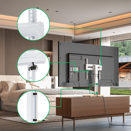 XTRARM TS1025 - Soporte TV roble blanco de mesa