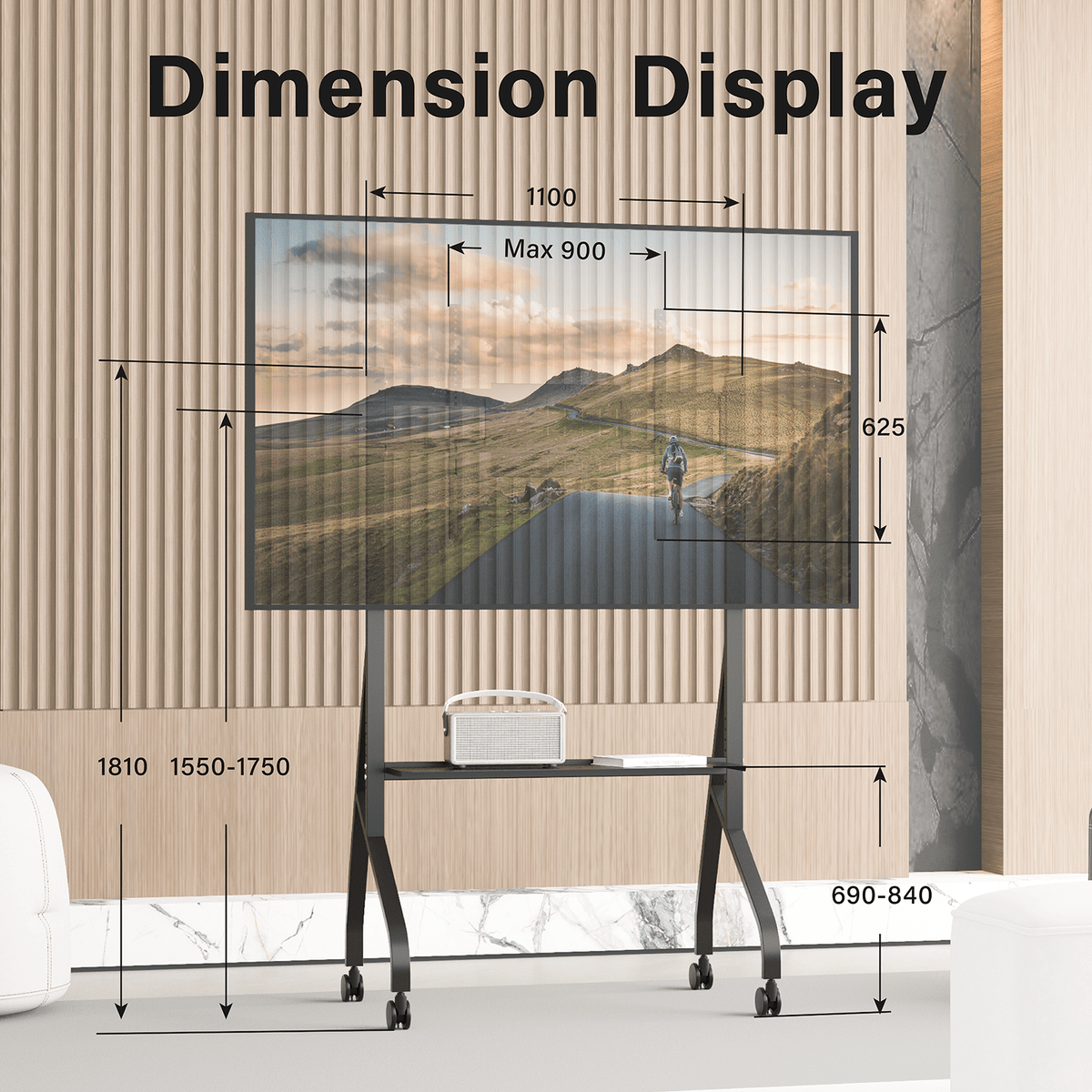 XTRARM Aura XTR-FS5150 – Mobiele tv-vloerstandaard 42"-110" Zwart